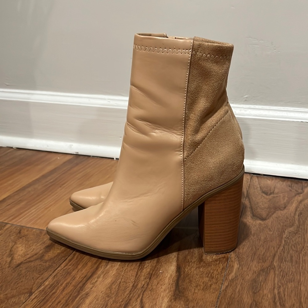 LULUS Essex Light Nude Mid-Calf Booties , Size 8